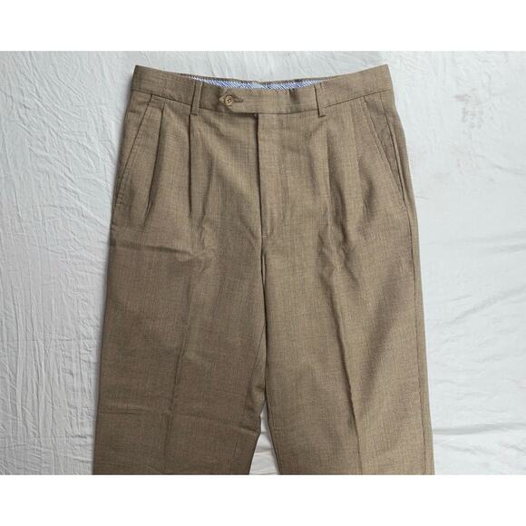 Kirkland Signature Pleated/Cuffed Wool Dress Pants, Slacks. Herringbone, 32X30. - Picture 1 of 9